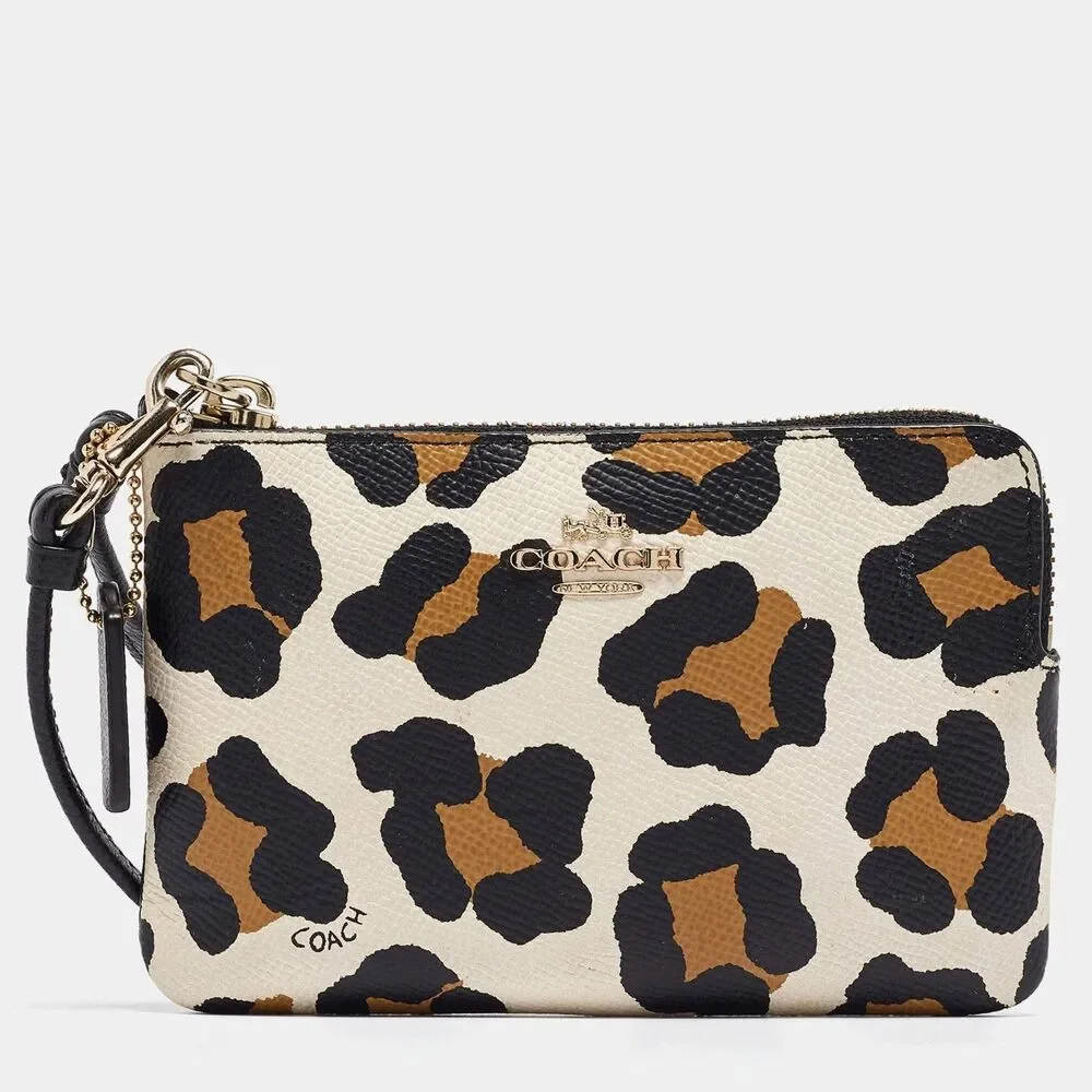 Coach Designer Animal leopard print wristlet wallet